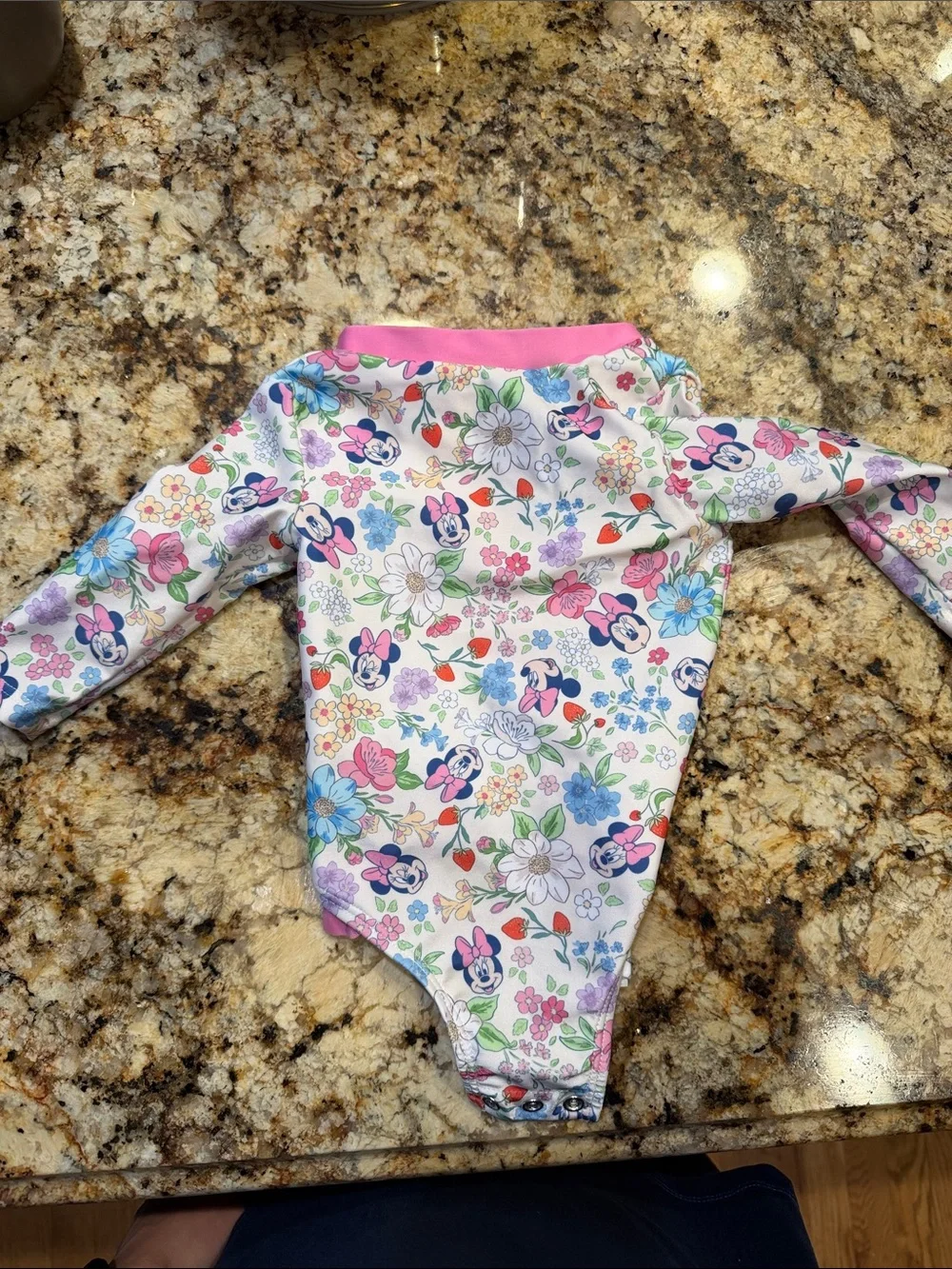 3M Floral Minnie Mouse Long Sleeve swimsuit - Pink Trim